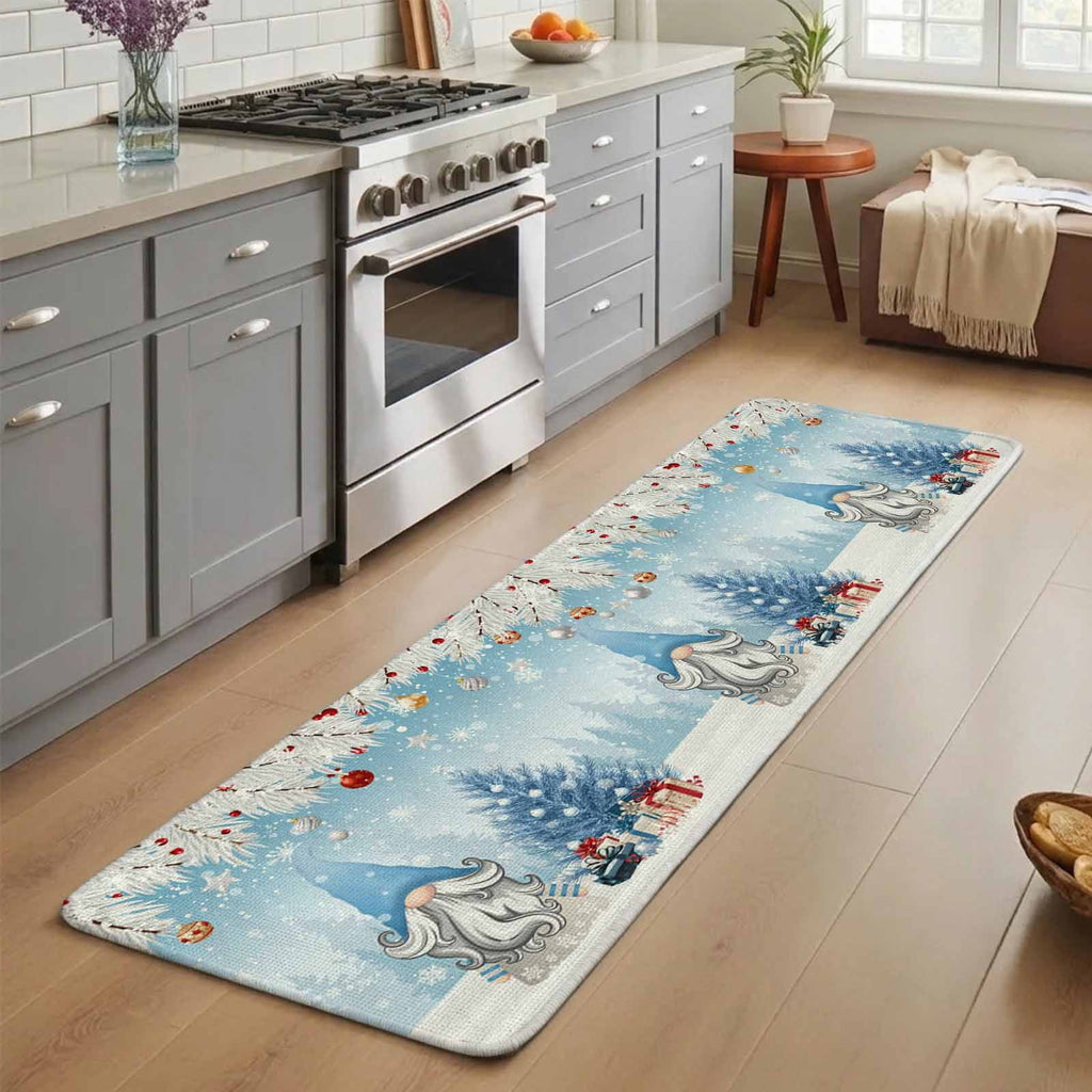 Pink Gnomes Christmas Washable Area Rugs for Living Room Bedroom, Large Non Slip Indoor Floor Carpet Absorbent Xmas Tree Gifts Winter Snowflake Birds Door Mat Rugs for Bathroom Entryway 47.2"x63"