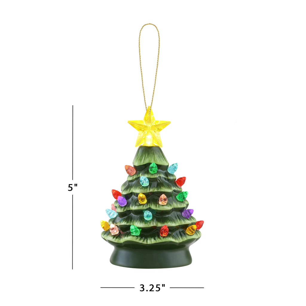 Mr. Christmas 5.25-Inch Nostalgic Tabletop Christmas Trees, Set of 3, White, LED Lights