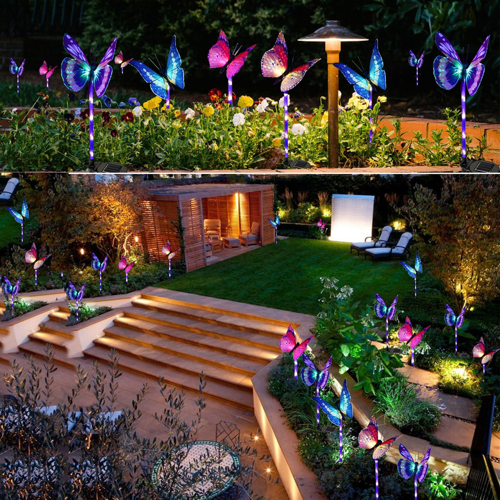 QiShi Solar Garden Lights Tree Outdoor Multi-Color Changing LED Stake Lights Flower for Garden, Patio, Yard and Decoration Solar Flickering Tree Lights (Tree,2 Pack)