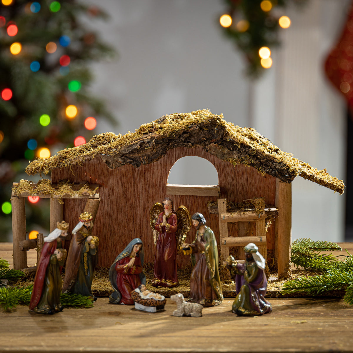 GIL 2271970 9 Pc 15.25" L Resin Nativity Sc Christmas, 15.25InL x 5.25InW x 8.25InH, Multicolor
