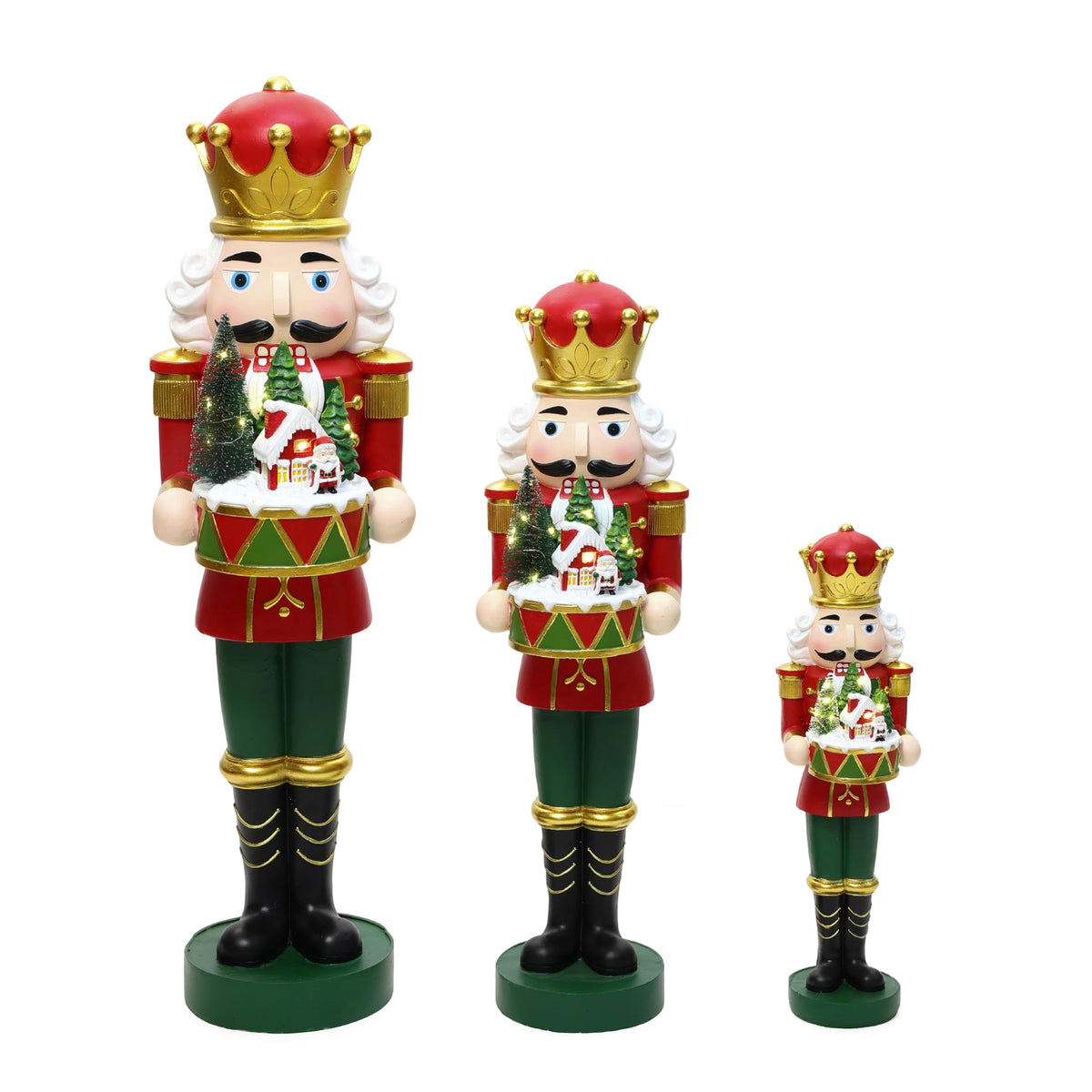Langford Home Battery-Operated Prelit Nutcracker Soldier Statue Holding Christmas Miniature Landscape