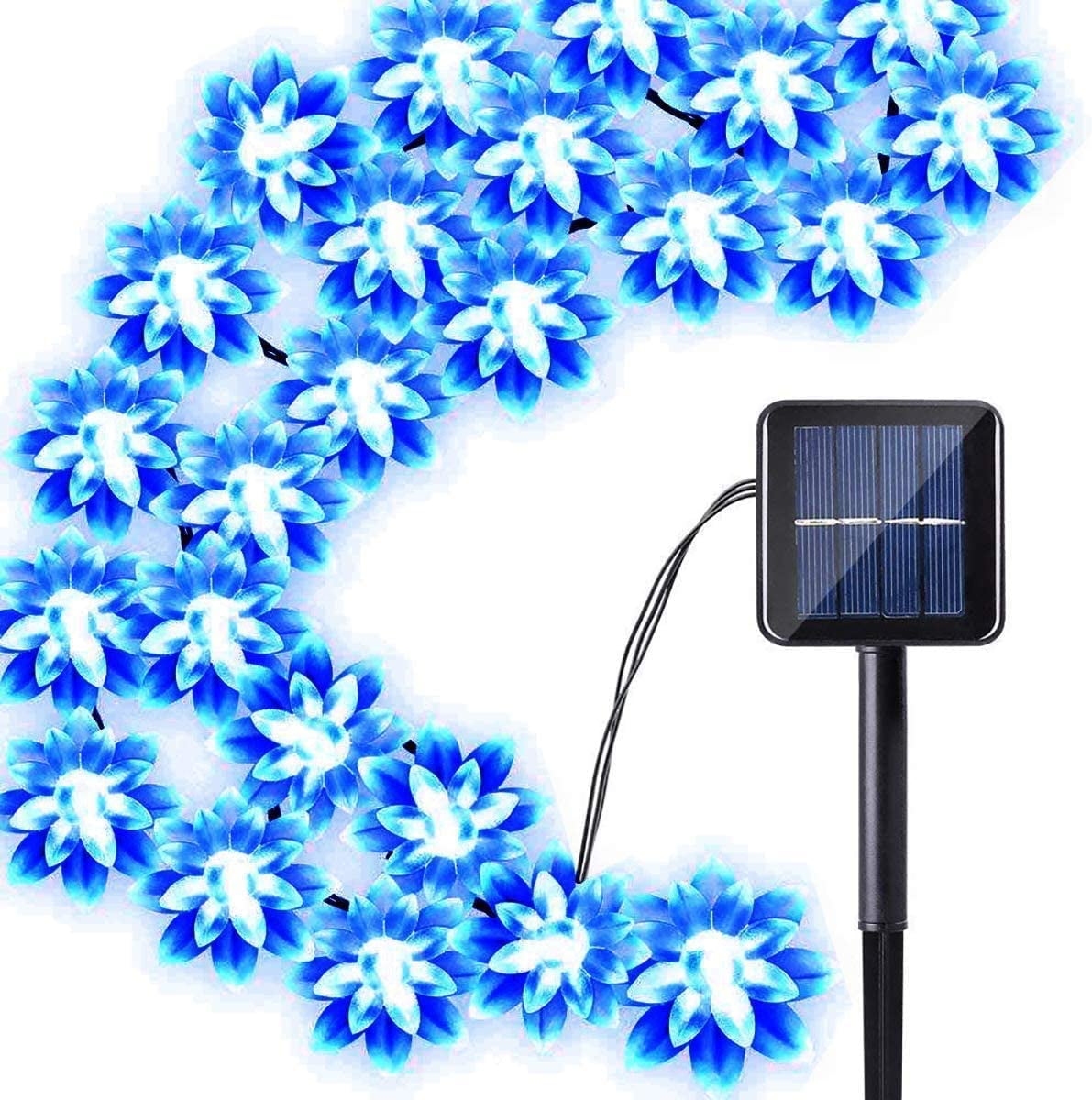 HESHENG Solar Lotus Flowers String Lights, Waterproof 40ft 100LEDs Lights Fairy Lights Outdoor 8 Modes Festival Lighting for Patio Yard Tree Wedding Party Christmas Decoration, Multicolor