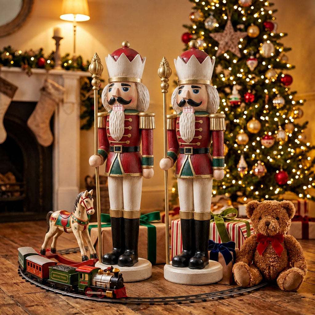 Sunnydaze Green Polyresin Gregor the Rustic Nutcracker Christmas Statue, 33"