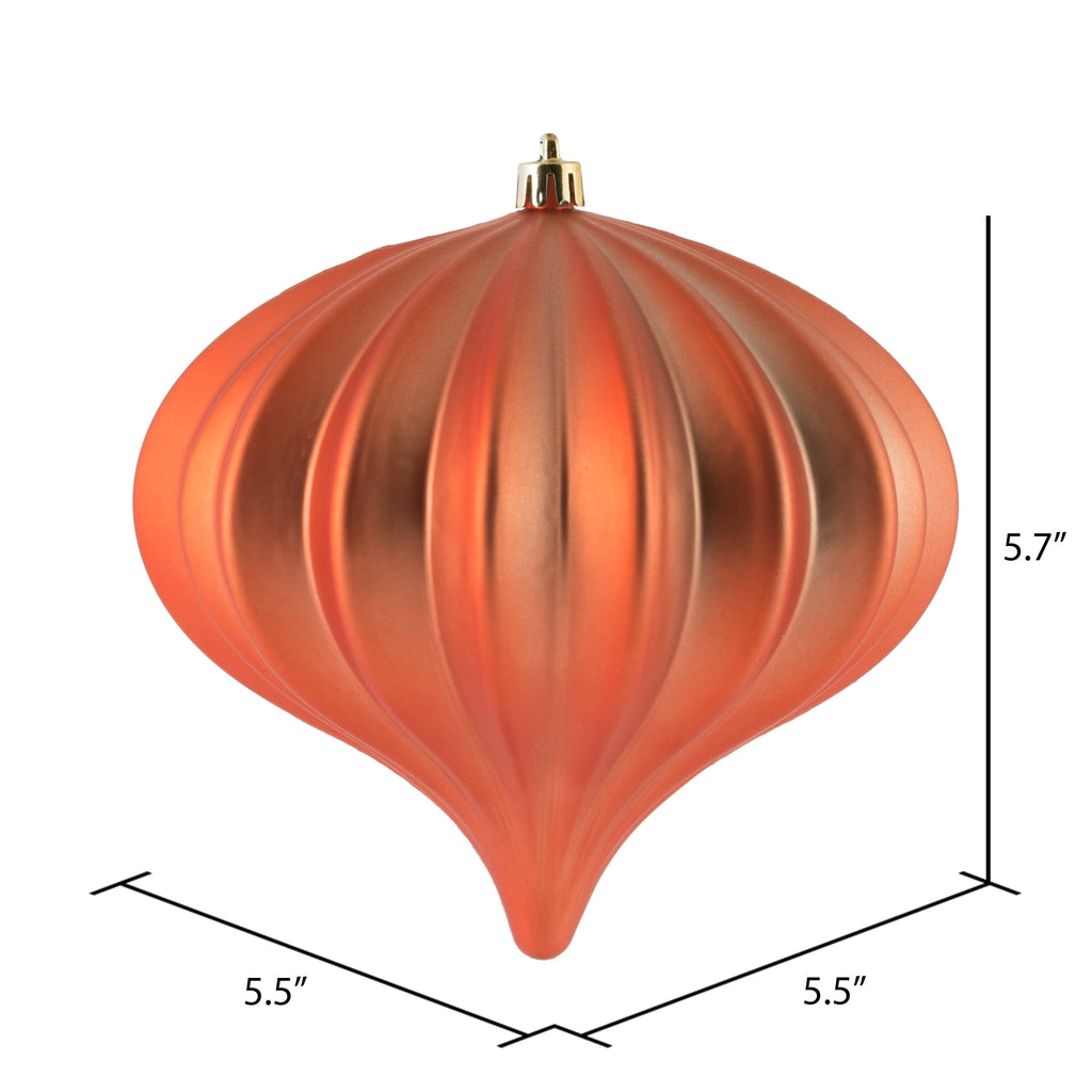 Vickerman 5.7" Burnished Orange Matte Onion Christmas Ornament, UV treated, Set of 3
