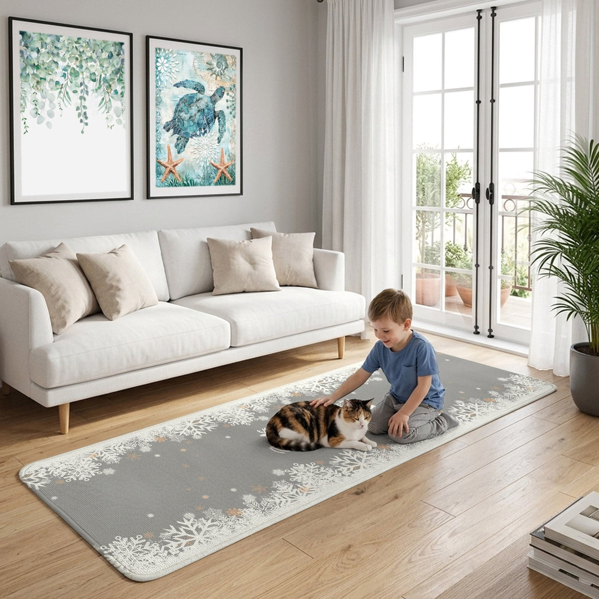 Black Christmas Washable Area Rugs for Living Room Bedroom, Large Non Slip Indoor Floor Carpet Absorbent Low Pile Elk Xmas Snowflake Winter Deer Door Mat Rugs for Bathroom Entryway 47.2"x63"