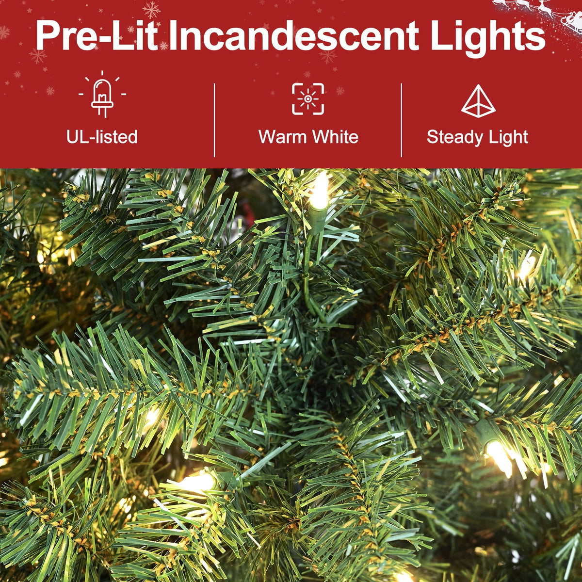 Makeatree 6 ft Pre-Lit Pencil Christmas Tree, Green Slim Skinny Spruce Xmas tree Holiday Decoration with 150 LED Lights, Metal Hinges & Foldable Base