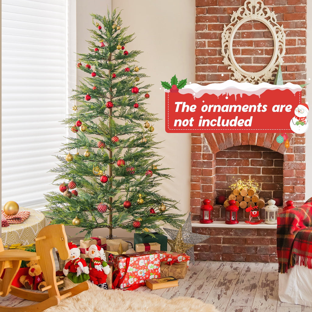 Topbuy 6.5 FT Artificial Cypress Christmas Tree Pre-lit Hinged Xmas Tree with 430 Warm White LED Lights 470 Highly Simulated Branch Tips