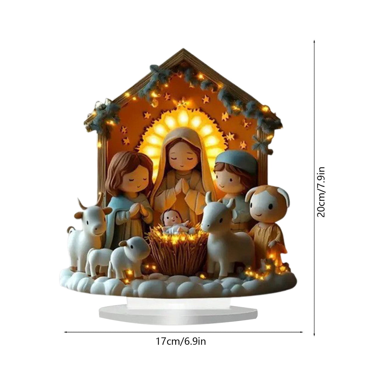 Xuniizn Christmas Ornaments 7x5x3" Acrylic Nativity Scene Standing Decorative, Nativity Sets & Figures Indoor Holiday Party Wedding Christmas Table Decorations, Christmas Decorations for Home