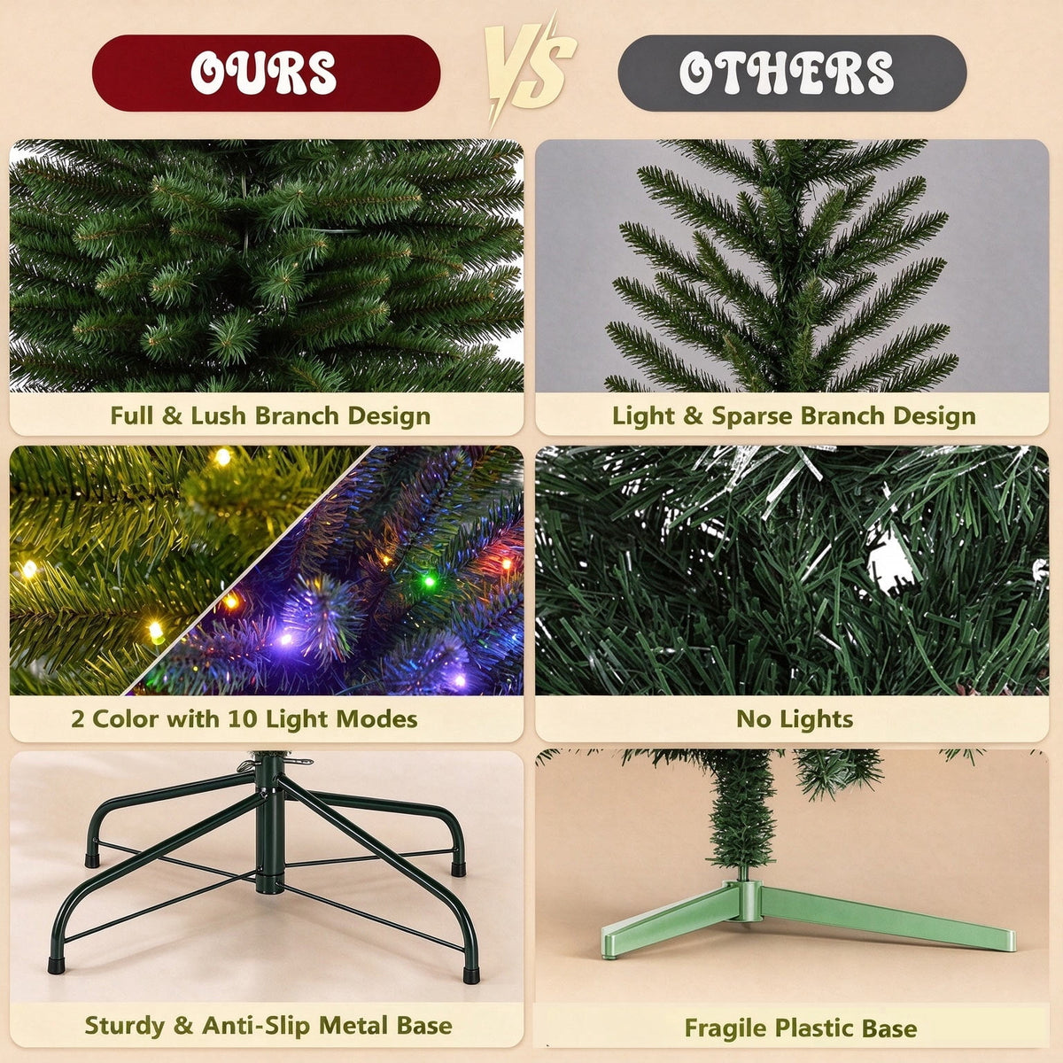 Goosiay Pre-Lit Pencil Artificial Christmas Tree, 6ft Xmas Tree with Metal Stand for Christmas Decoration, Green