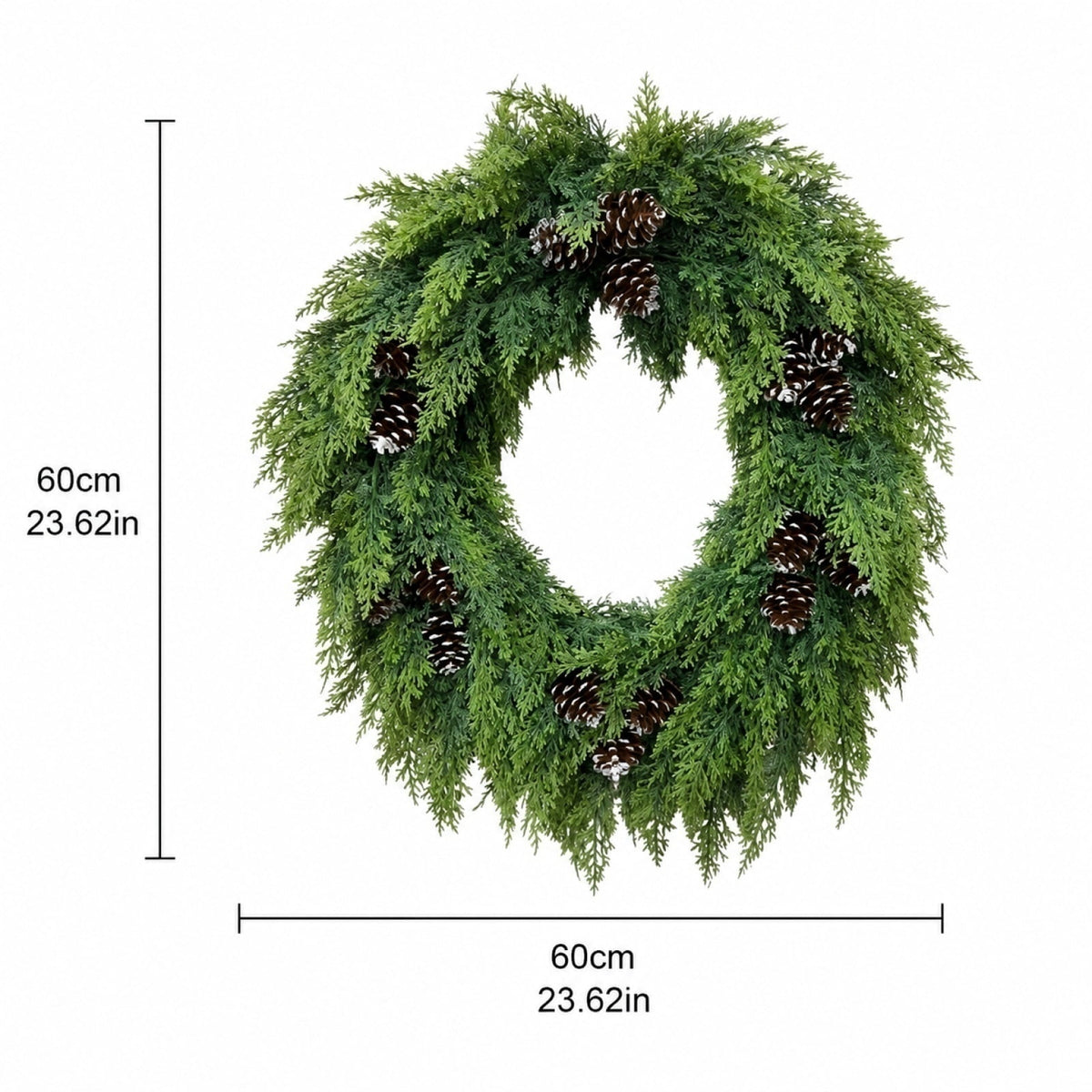THOPBPRK Artificial Cedar Half Wreath for Front Door Christmas Decorations DIY Holiday with Bow Winter Hanging Ornament for Wall Window Home Decor, 23.6" A