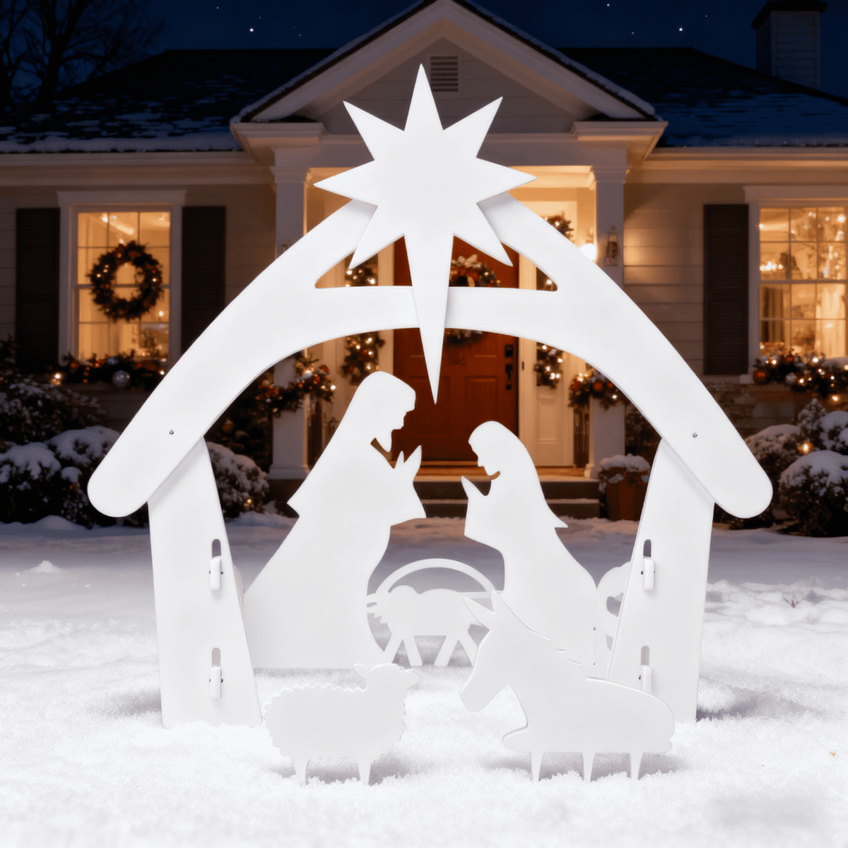 OverPatio Large Holy Family Christmas Decorations Outdoor Nativity Sets for Christmas, Weatherproof Lawn Nativity Scene Yard Display