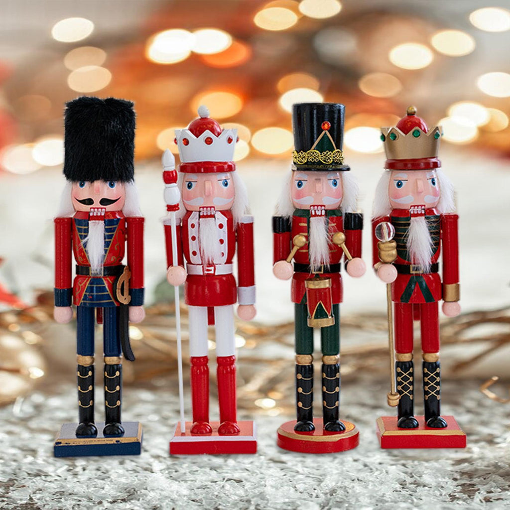 Tachiuwa 5 Pieces Nutcracker Figurines, Wooden Nutcracker Christmas Decor, Traditional Christmas Nutcracker for Festival Shelf