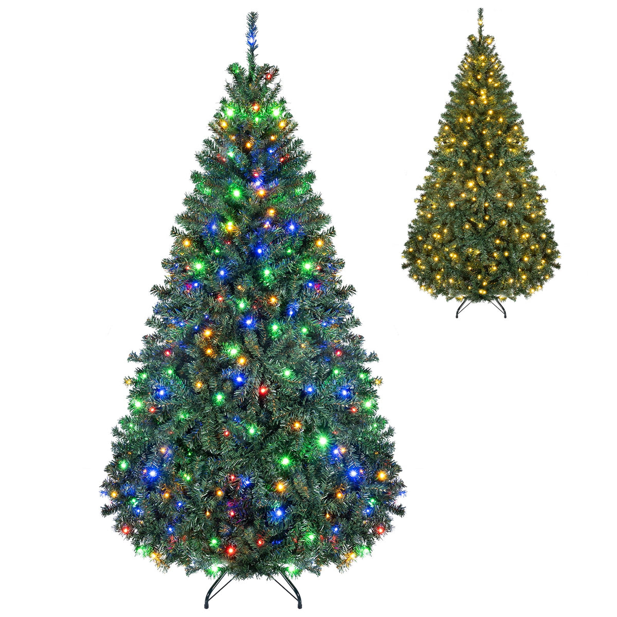 Costway 8Ft Pre-Lit Artificial Christmas Tree Hinged 750 LED Lights