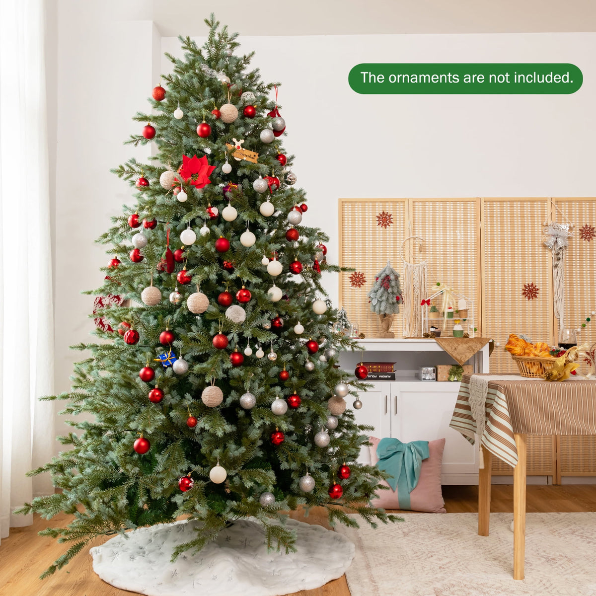 Gymax 7 Ft Artificial Christmas Tree Unlit Hinged Xmas Tree w/ Metal Stand