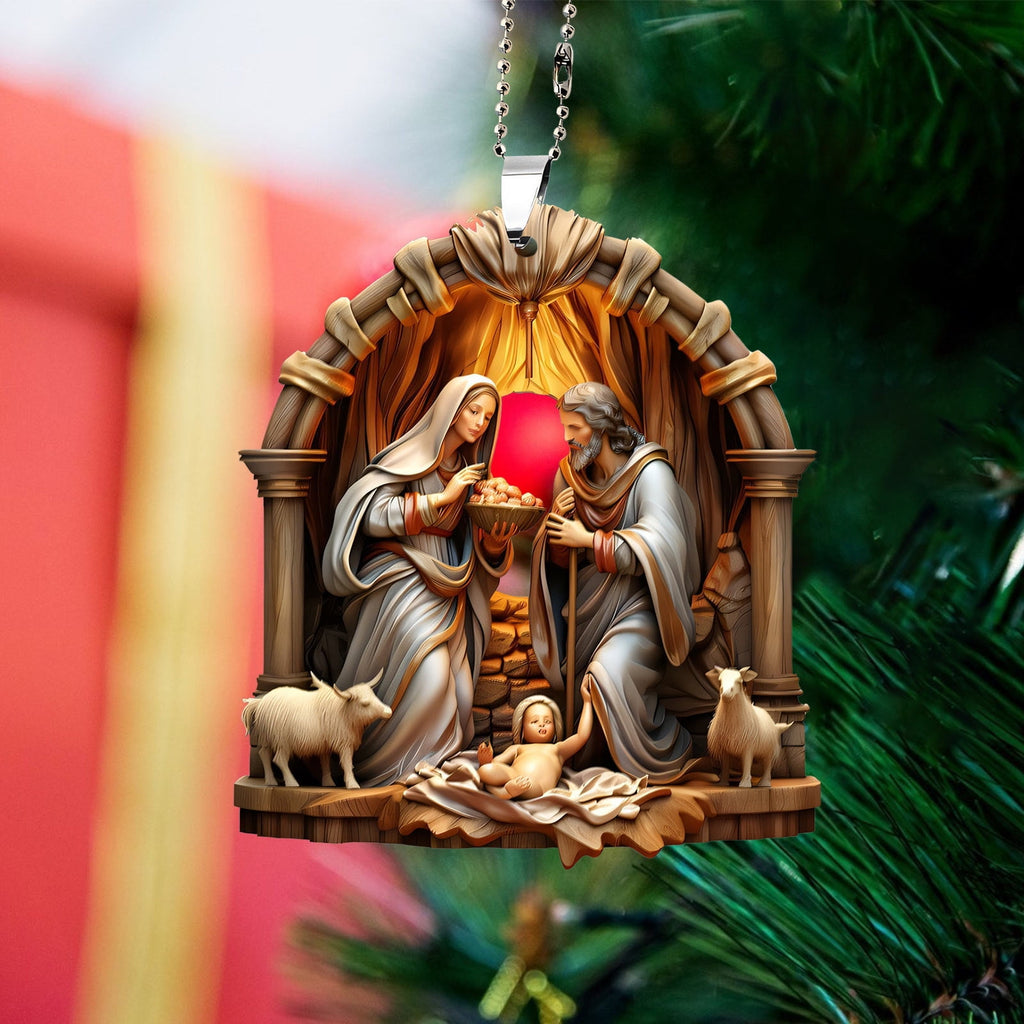 AuroraX Modern Christmas Decoration Hanging Acrylic Christmas Nativity Sets Neutral 2025 Decorative Nativity for Christma Tree,Home Decor