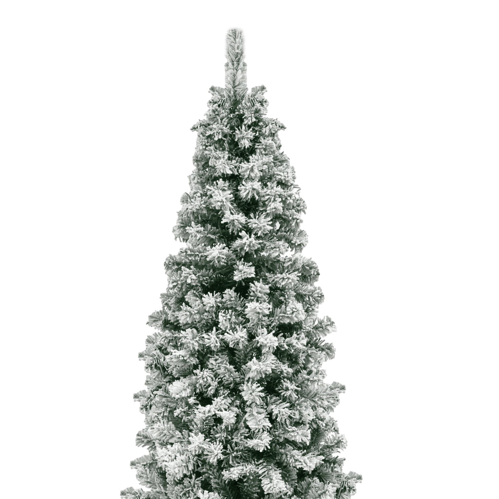 Uforic 7.5ft Pre-lit Snow Flocked Pencil Christmas Tree with 1000 Branch Tips & 350 Lights, Remote Control, White Flocked