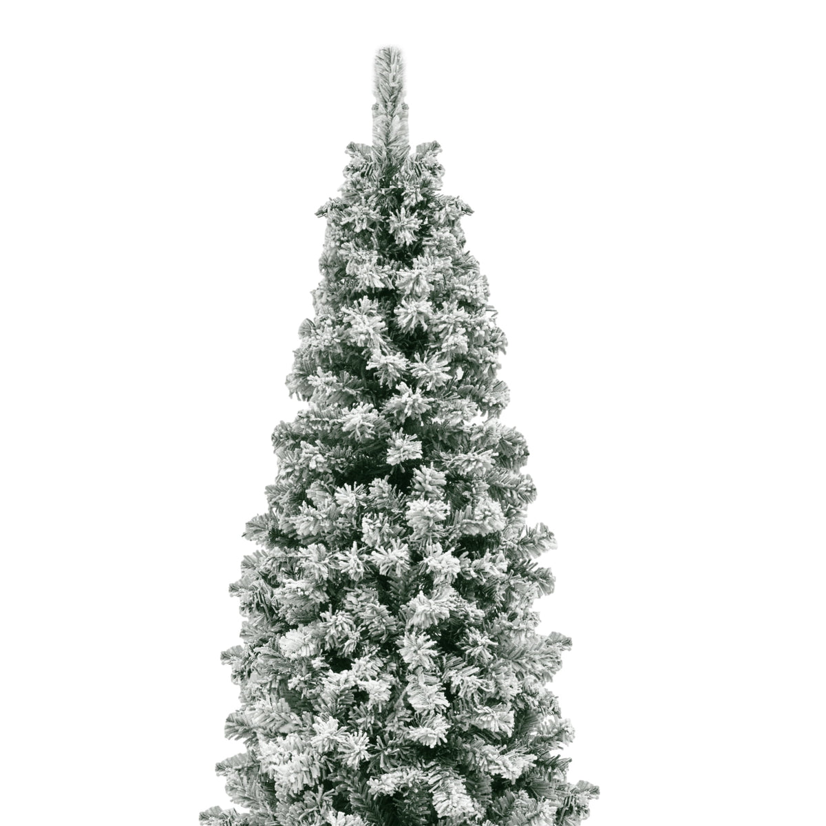 Uforic 7.5ft Pre-lit Snow Flocked Pencil Christmas Tree with 1000 Branch Tips & 350 Lights, Remote Control, White Flocked