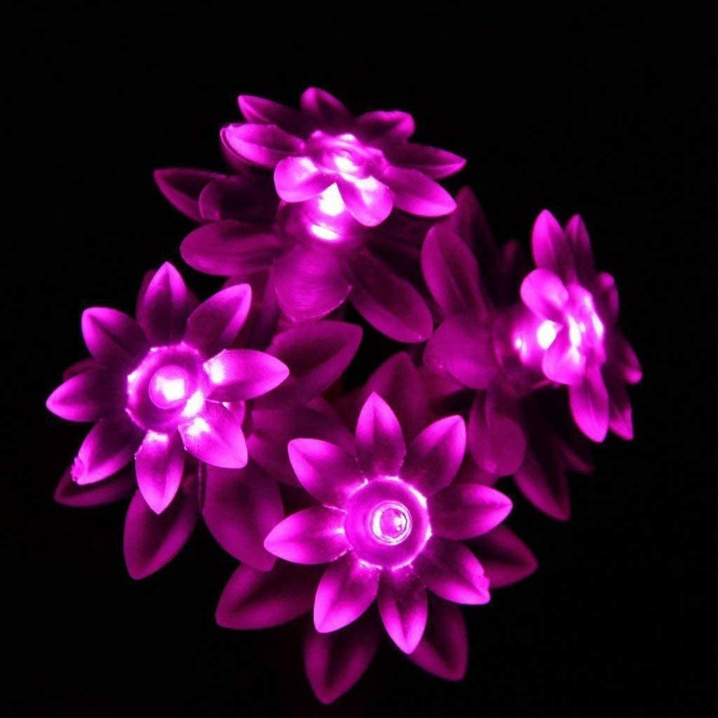 HESHENG Solar Lotus Flowers String Lights, Waterproof 40ft 100LEDs Lights Fairy Lights Outdoor 8 Modes Festival Lighting for Patio Yard Tree Wedding Party Christmas Decoration, Multicolor