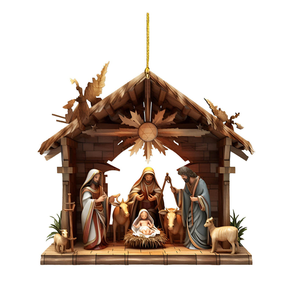 Xuniizn Nativity Ornaments, Christmas Nativity Scene Ornaments Acrylic Christmas Tree Decorations for Xmas Tree, Home, Office, Hanging Ornament, Religious Gifts, Party Decor, Christmas Decorations