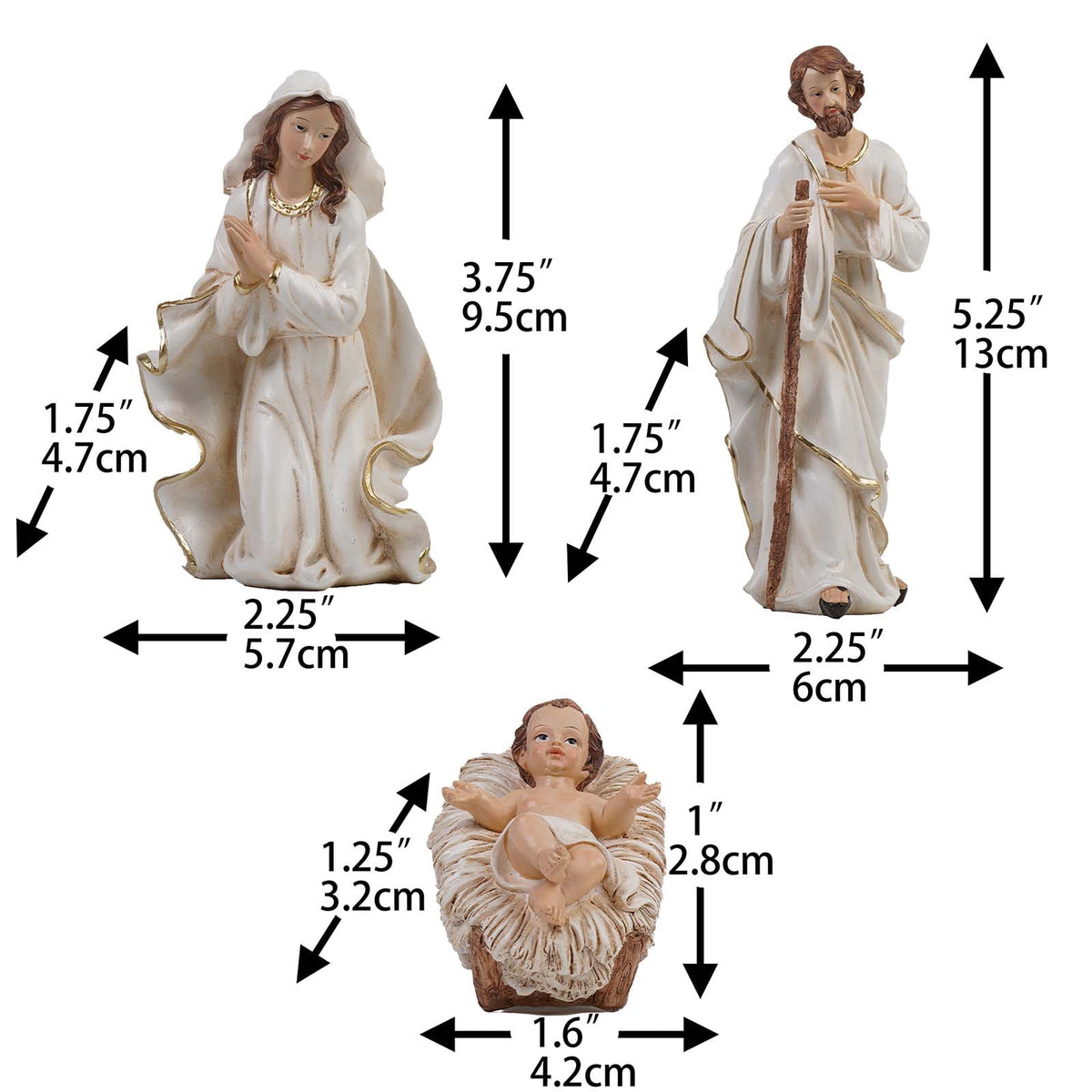 Nativity Set Christmas Indoor 5 inch 11 PCS Scene Statue Figurines Jesus Manger Crib Gift Catholic