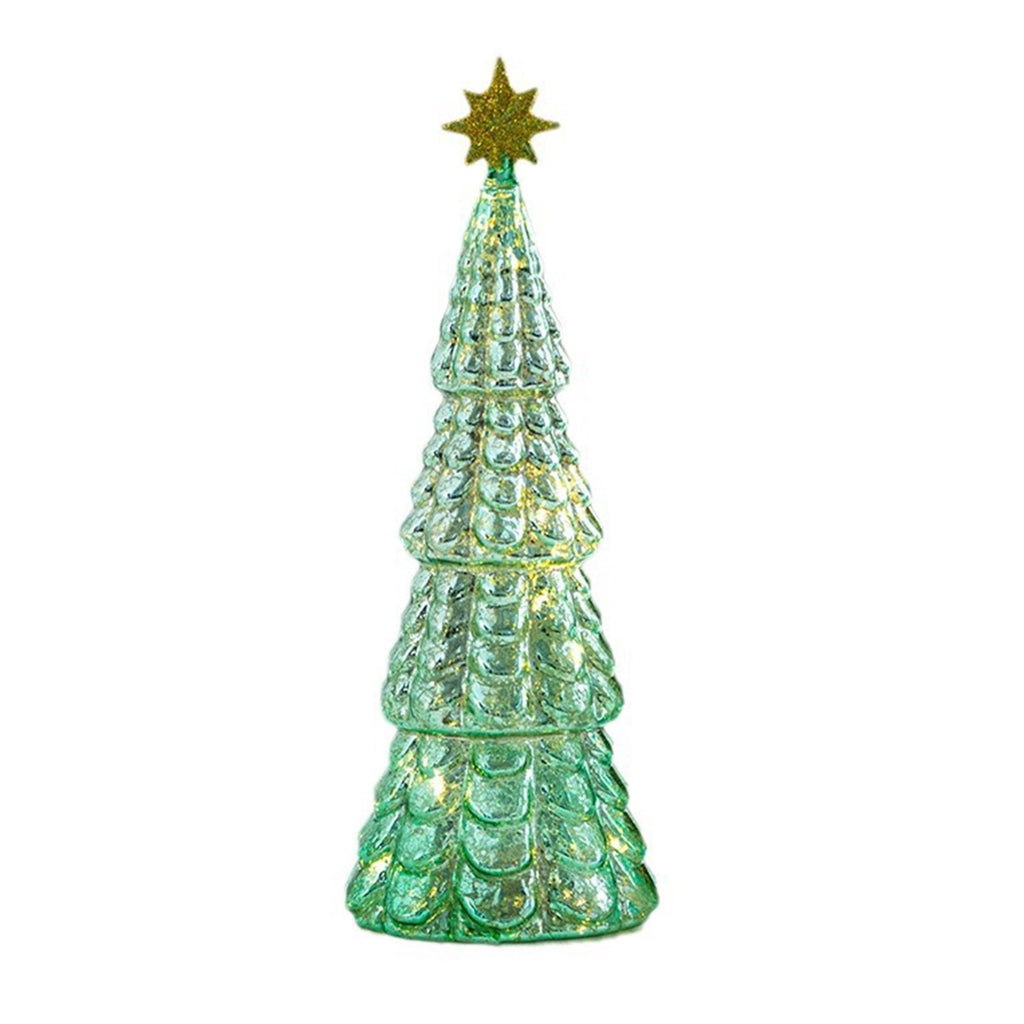 Dserhfy Illuminated Glass Christmas Tree Tabletop Light Up Christmas Tree Figurine for Xmas Home Party Centerpiece Tabletop Mantel Decor