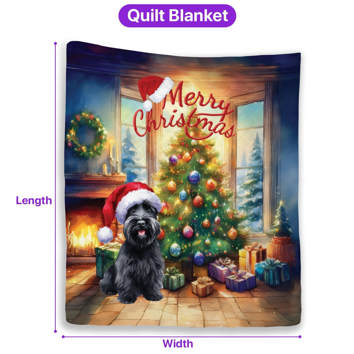 Merry Christmas French Bulldog Santa Hat Xmas Tree Winter Holiday Quilt Bedding Set Dog Lover Gifts 1 Blanket Bed Cover 2 Pillowcases - 01013