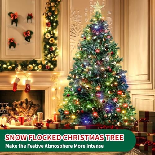 6.5 ft Christmas Decor Full Artificial Christmas Tree Star Topper with 80 Pinecones & Tree Topper, Premium PVC Branch Tips for Spacious Living Room, Grand Foyer and Holiday Event Display