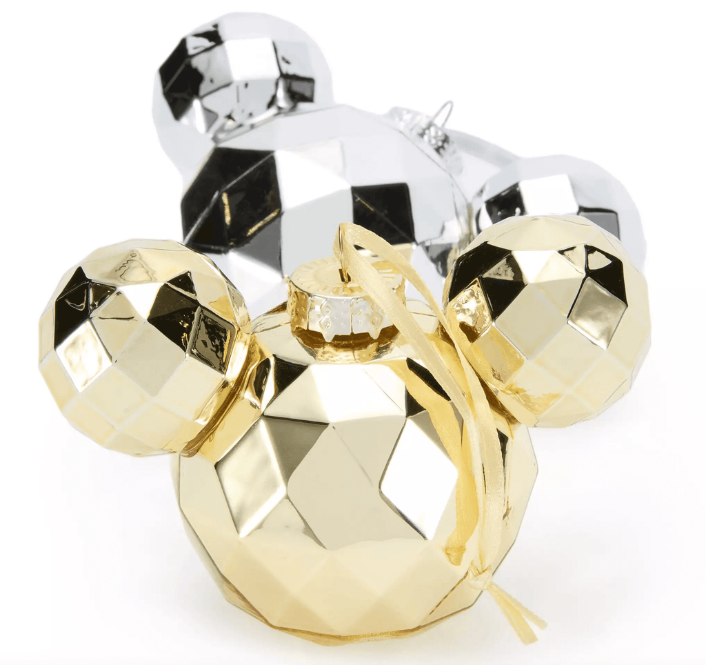 Disney Mickey Mouse Icon Ornament Set of 4 Red Green Silver Gold New