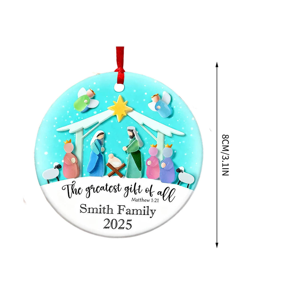 Lunxisen 1 Pcs Sea Glass Nativity: Jesus’ Birth Christmas Ornament,Coastal Inspired Sea Glass Nativity Ornament,Handmade Nativity Scene, with Shells and Starfish