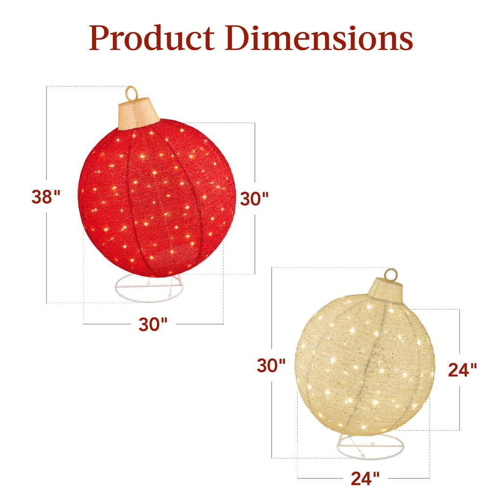 Best Choice Products 2pc Lighted Pop-Up Christmas Ornaments Outdoor Holiday Decoration w/ 180 LED Lights - Red/Green