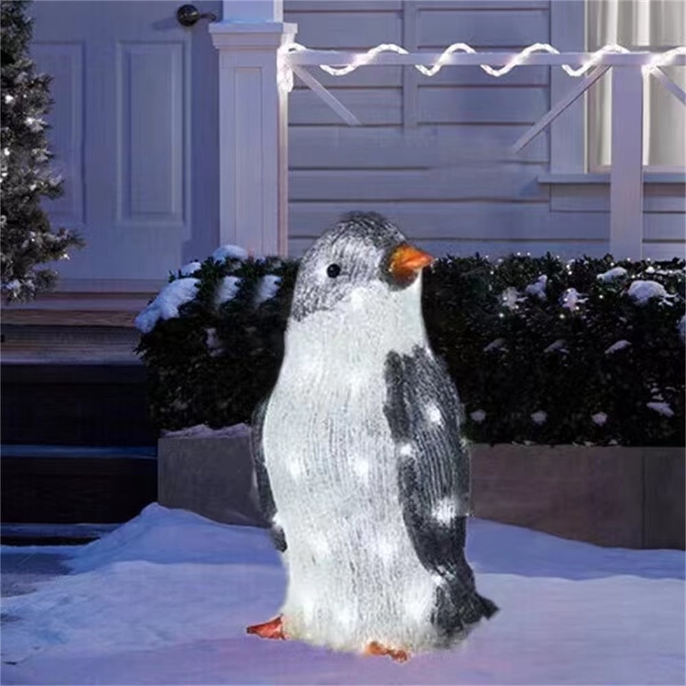 CUITING 3PCS Lighted Christmas Penguin LED Christmas Penguin Decoration Plug-in Christmas Light Up Penguin for Outdoor Yard Holiday Decor (Flat 2D)