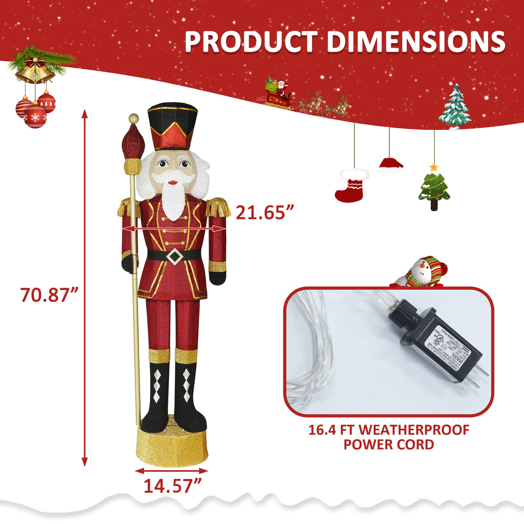 VEIKOUS 5ft Christmas Nutcracker Soldier Decoration, Xmas Indoor&Outdoor Decoration W/Candy Cane for Holiday Party