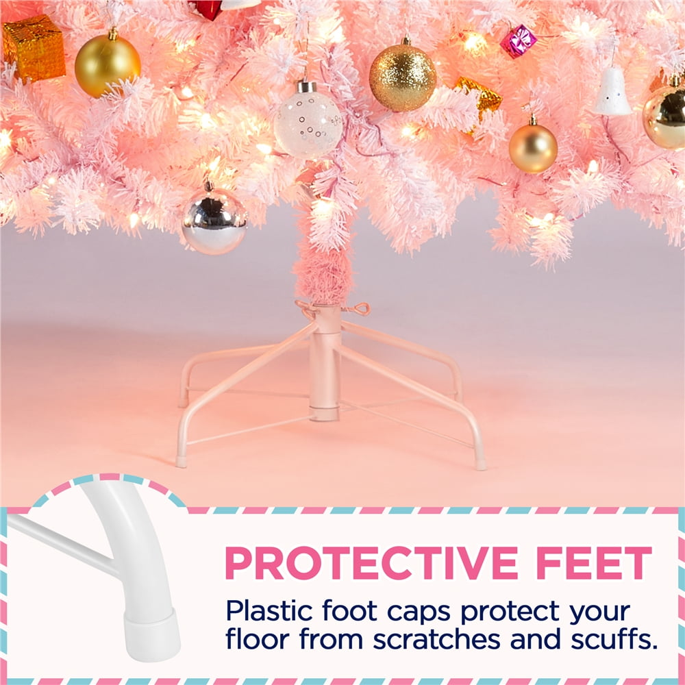 Alden Design 4.5 ft Pre-lit Flocked Christmas Tree with Warm Lights, Frosted White