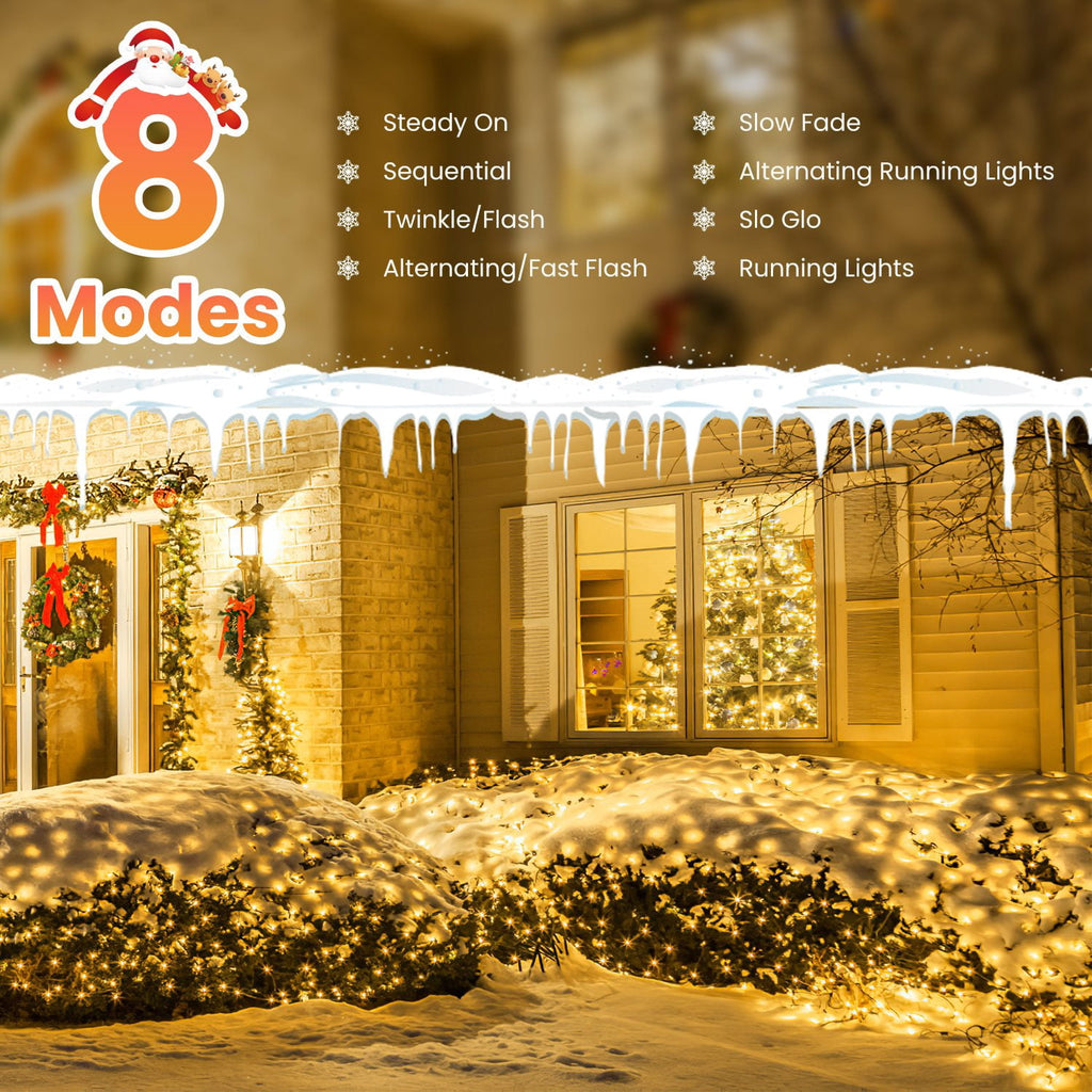 TeqHome Solar Christmas Lights 192 LED 9.8x6.6Ft Christmas Net Lights IP44 Waterproof Christmas Decorations for Garden Patio Yard Xmas Party
