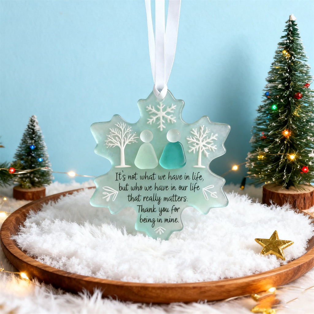 Lunxisen 1 Pcs Sea Glass Nativity: Jesus’ Birth Christmas Ornament,Coastal Inspired Sea Glass Nativity Ornament,Handmade Nativity Scene, with Shells and Starfish