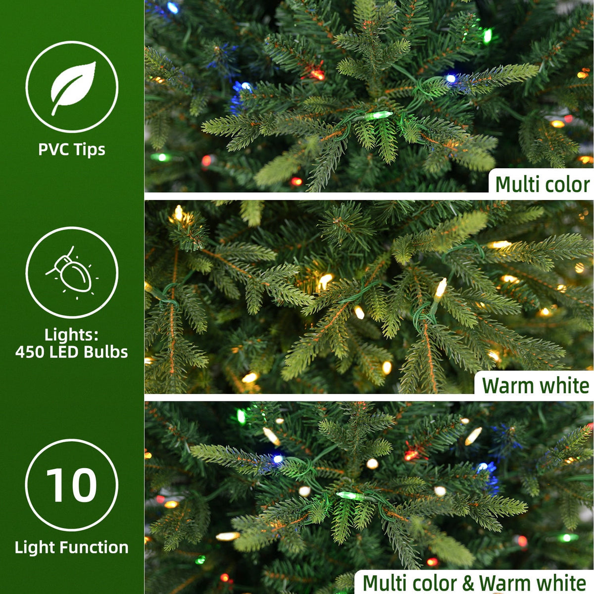 VIVATREES 12FT Pre-Lit Artificial Christmas Tree, 8165 Branch Tips 850 LED Lights, 10 Lighting Modes, PE+PVC Foliage, Foot Pedal Control Xmas Tree for Home, Office Decor
