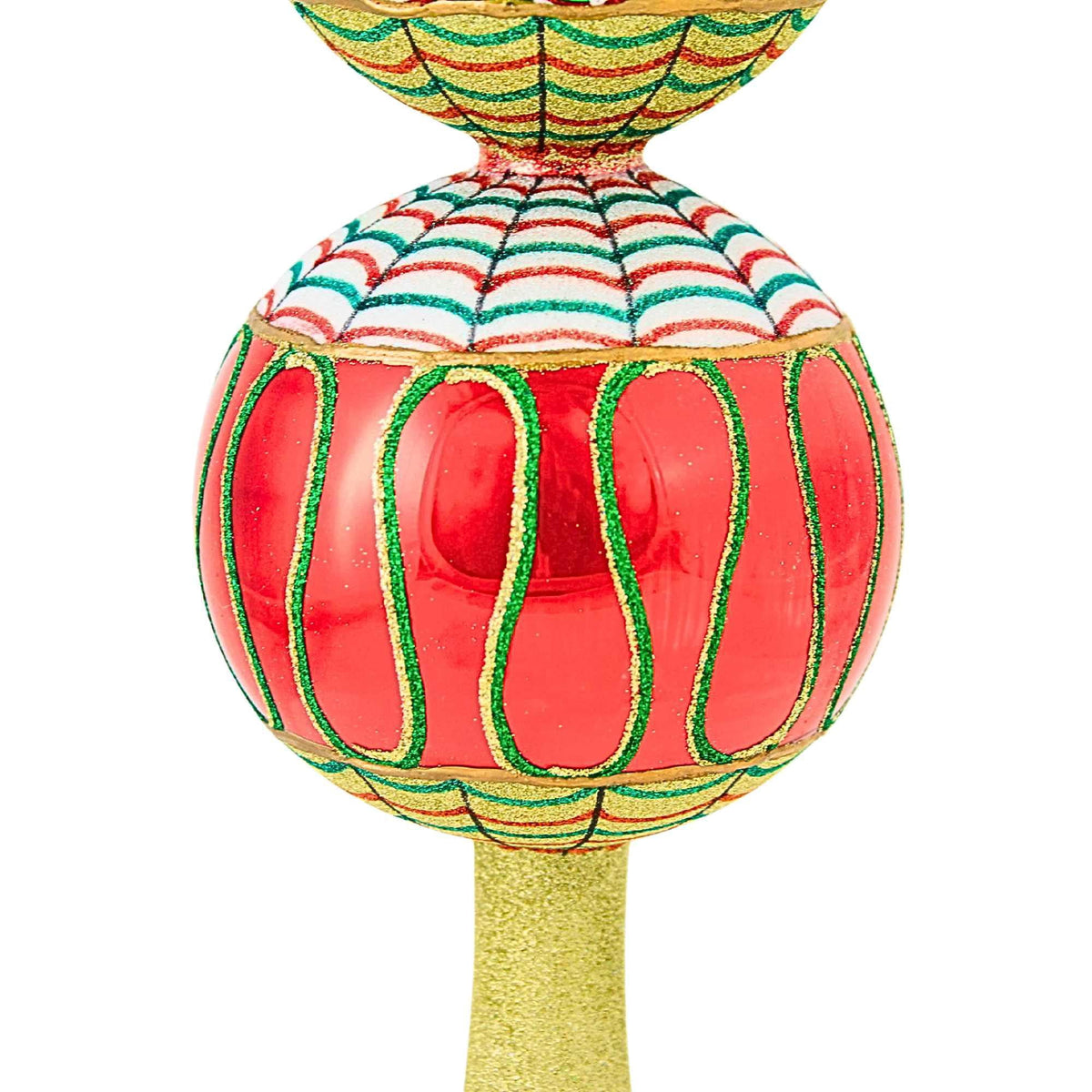 Ribbon Candy Finial Polish Glass Christmas Tree Topper 16 Inch