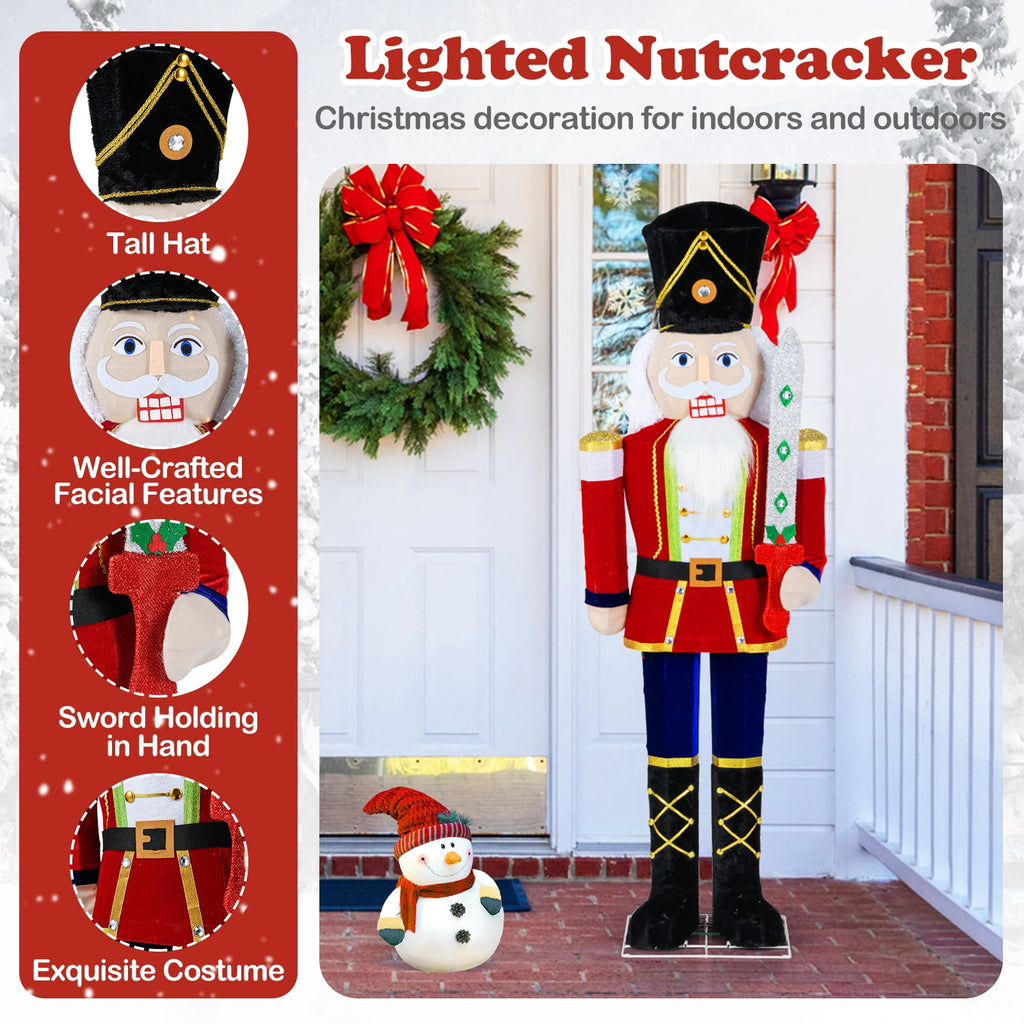 Gymax 5 FT Lighted Nutcracker Soldier Christmas Decoration w/Glitter Sword Outdoor