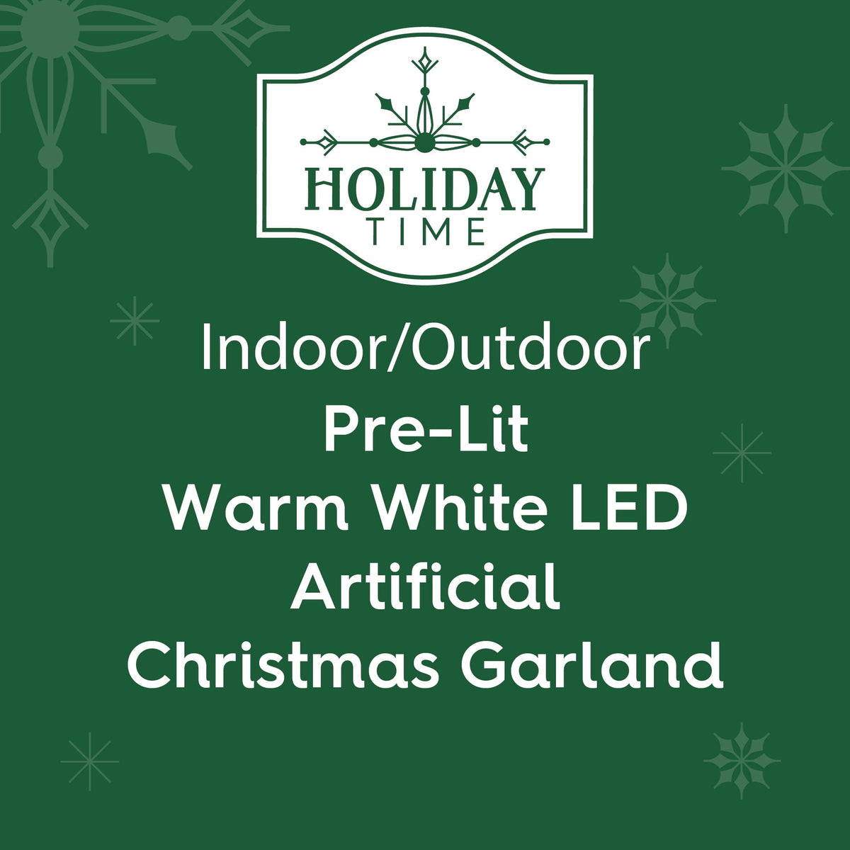 Lawndale Spruce Pre-Lit Warm White LED Artificial Christmas Garland, Green, 9', by Holiday Time
