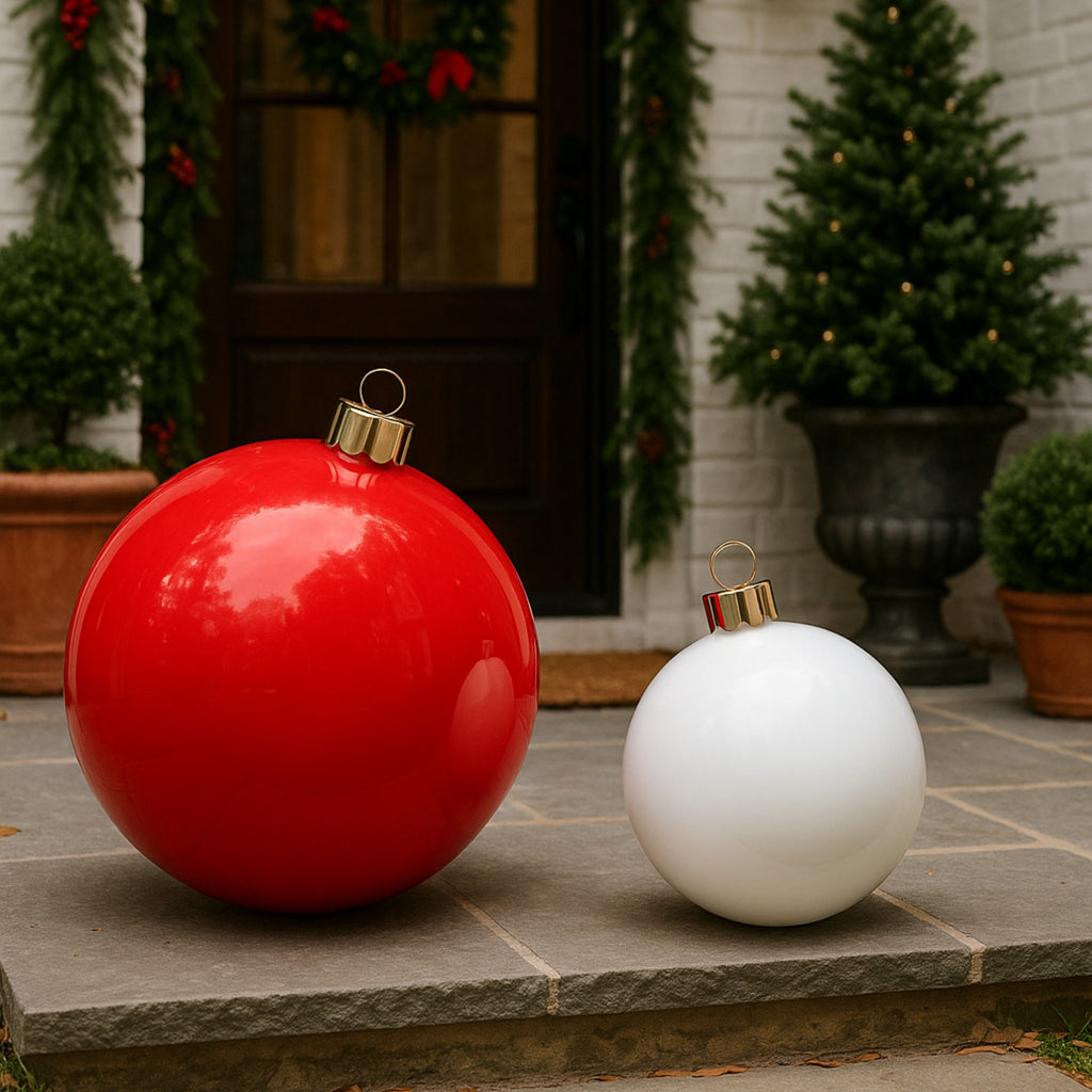 Holiball The Inflatable Ornament - Set of Two - Large Classic Red /Medium Classic Green Inflatable Ornaments