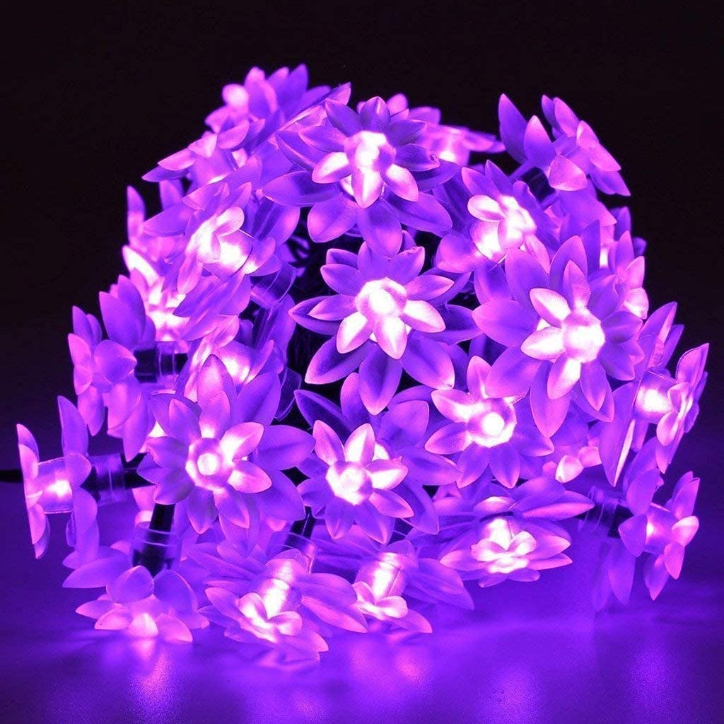 HESHENG Solar Lotus Flowers String Lights, Waterproof 40ft 100LEDs Lights Fairy Lights Outdoor 8 Modes Festival Lighting for Patio Yard Tree Wedding Party Christmas Decoration, Multicolor