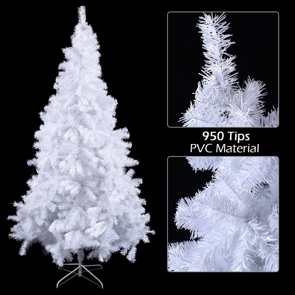 Costway 7Ft Artificial Xmas Tree Stand Christmas Decoration White