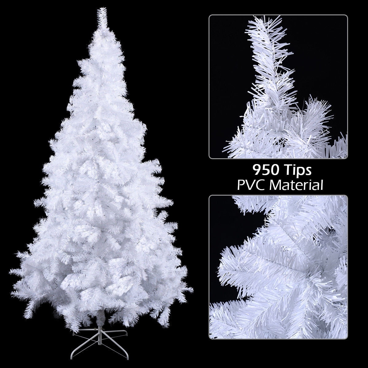Costway 7Ft Artificial Xmas Tree Stand Christmas Decoration White