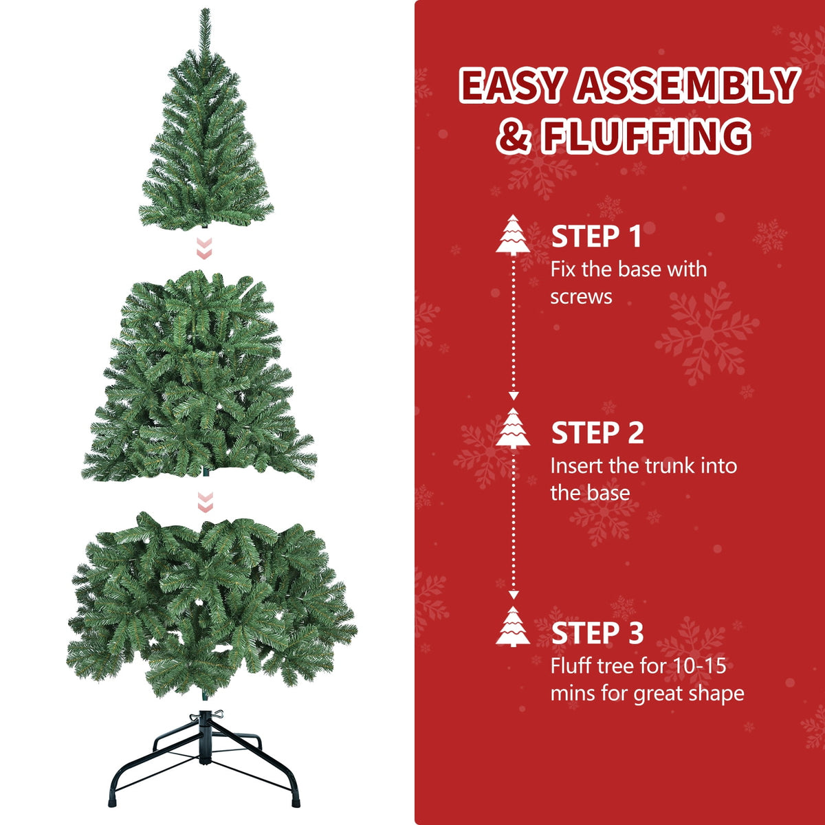 Makeatree 5ft Pre-lit Christmas Tree with 250 LED Lights, Aspen Fir, Layered & Sparse Design, Hinged Artificial Green Christmas Tree with PE&PVC Branch Tips, Fake Xmas Tree Indoor