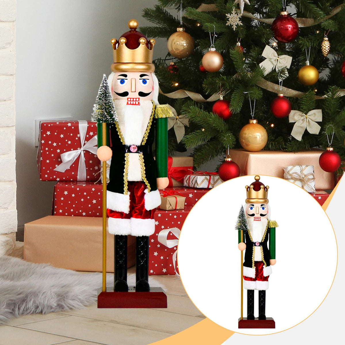 FVDPWYE Christmas Nutcracker Decor with Light Music Christmas Decor for Bedroom Home 58cmx16cmx13cm