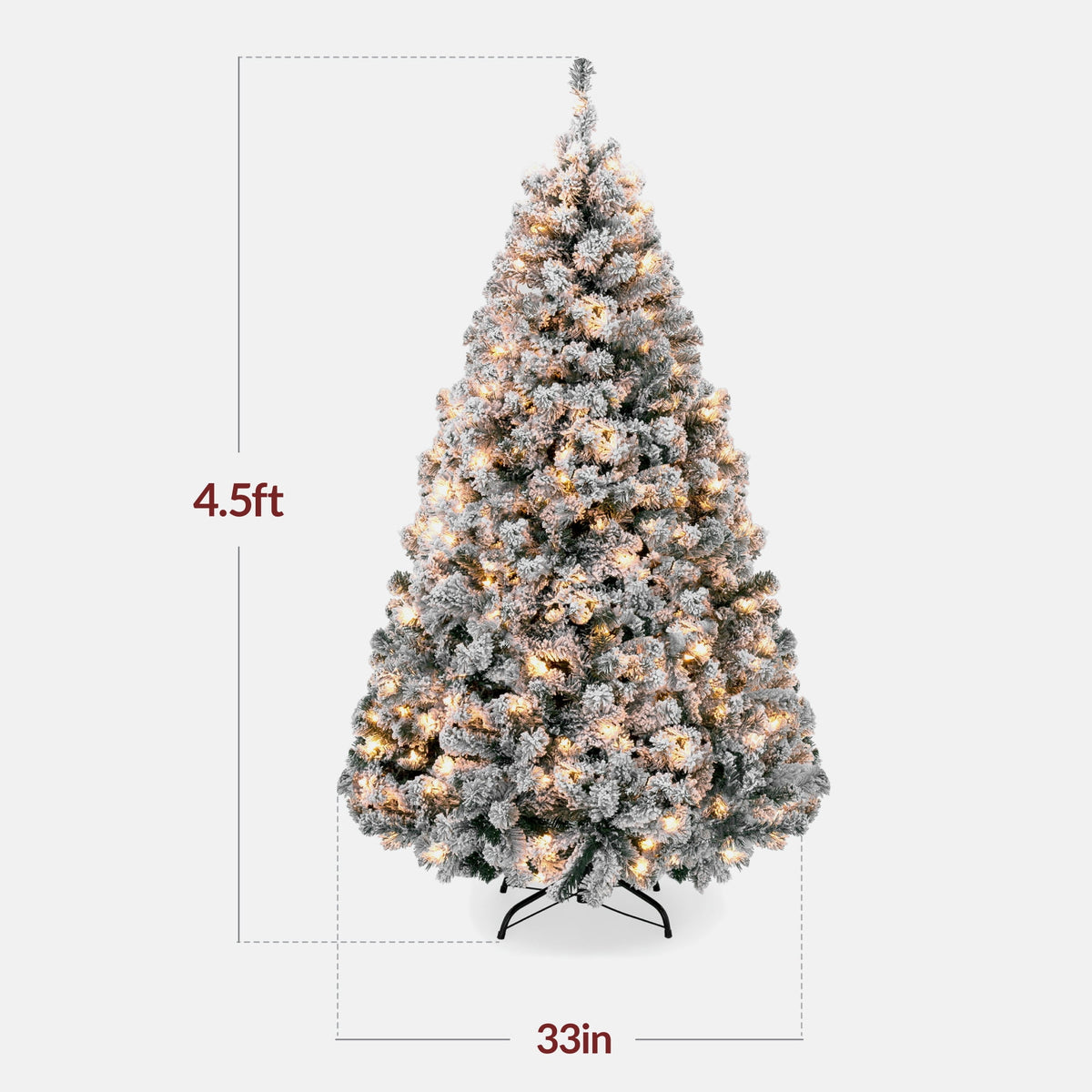Best Choice Products 6ft Artificial Christmas Tree w/ Twinkling Lights, Full Flocked Pre-Lit Pine, 250 Lights