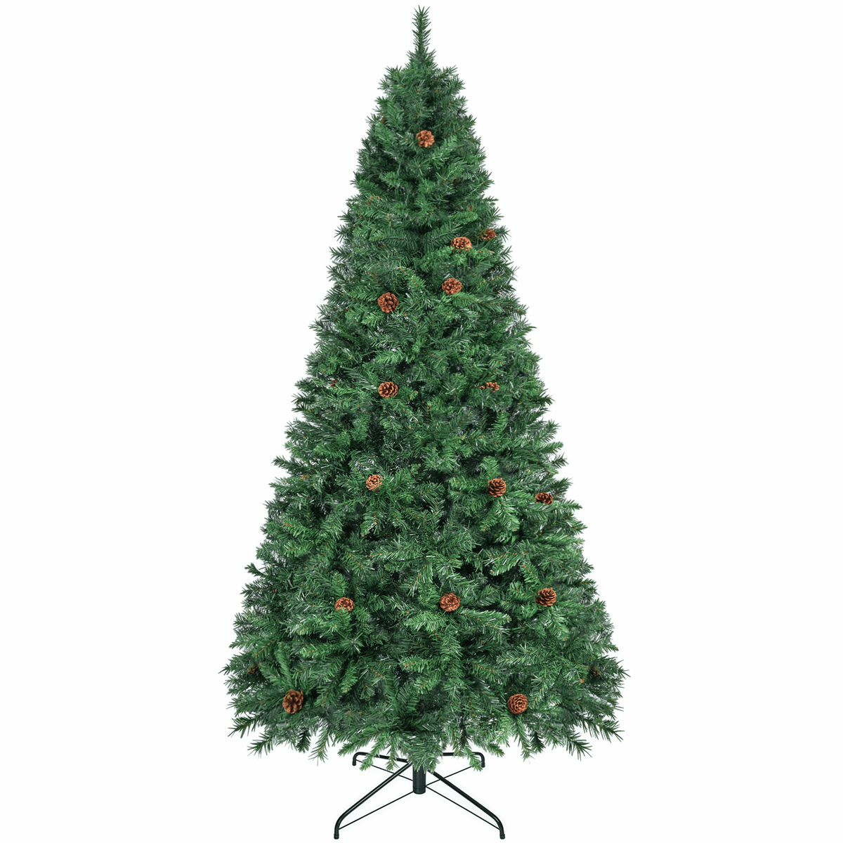 Firstness 6ft Pre-Lit Christmas Tree with 925 Branch Tips, Green Artificial Xmas Tree with Pine Cones, 8 Lighting Modes