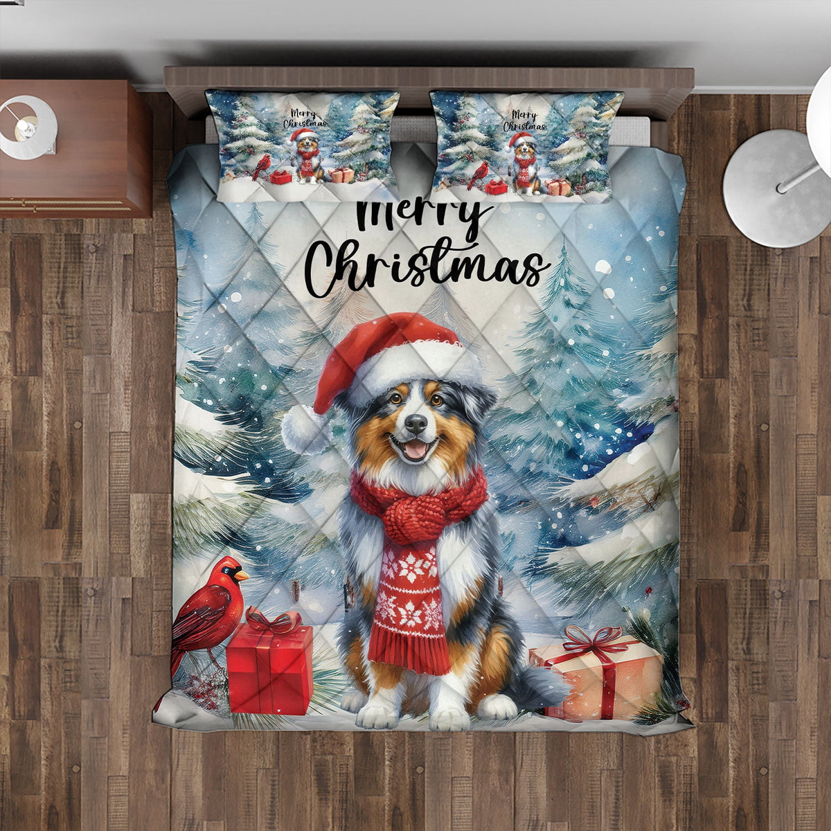 Merry Christmas French Bulldog Enjoys Woofmas Winter Xmas Holiday Quilt Bedding Set Dog Lover Gifts 1 Blanket Bed Cover 2 Pillowcases - 02022