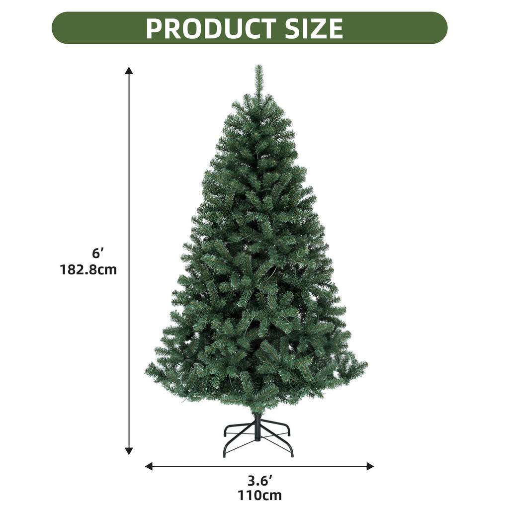 Uforic 6ft Pre-Lit Artificial Christmas Tree with 1000 Branch Tips&250 Warm Lights, Remote Control, Green
