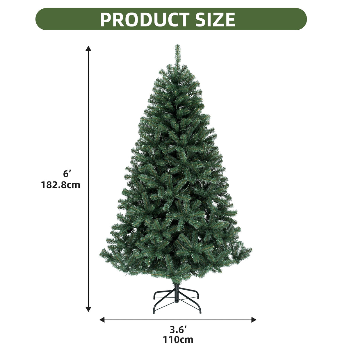 Uforic 6ft Pre-Lit Artificial Christmas Tree with 1000 Branch Tips&250 Warm Lights, Remote Control, Green